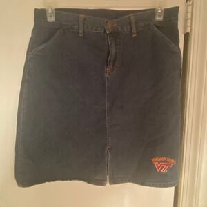 Virginia Tech VT Hokies Denim Skirt Women's Size M Dark Wash Embroidered Logo